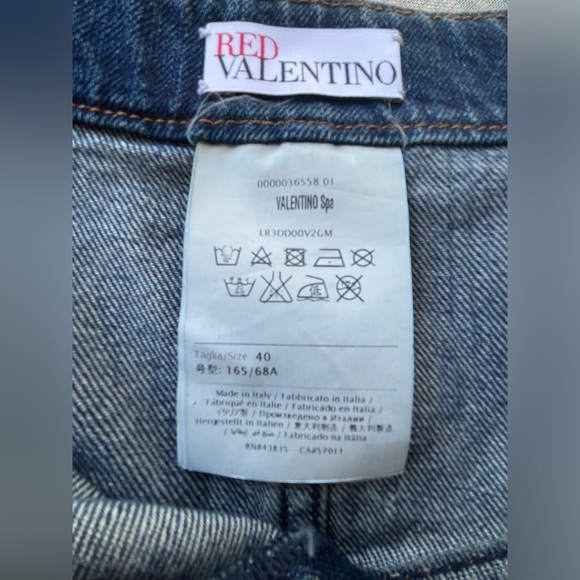 Red Valentino Denim Skirt with Gold Floral Design - Picture 14 of 14